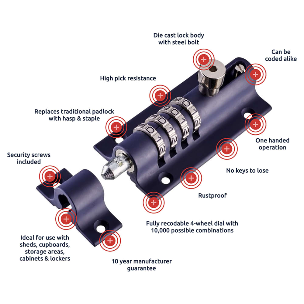 Squire Combination Bolt - 125mm Length - Blue