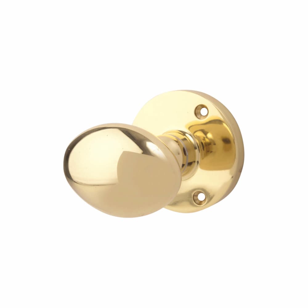 Touchpoint Victorian Oval Mortice Door Knob - 61mm Rose Diameter - Polished Brass