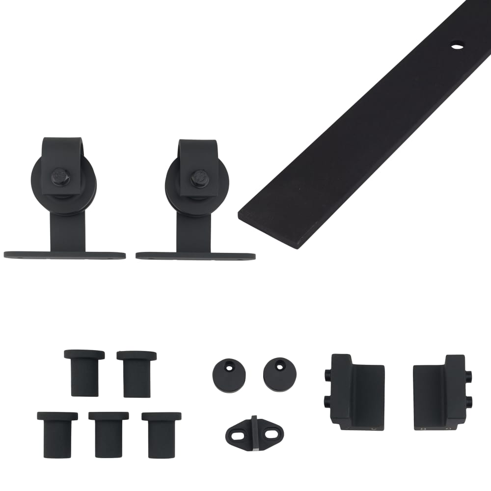 Klug Barn Strap Sliding Door Gear Kit - Top Mounted - 2000mm Track - 120kg Max Door Weight - Black