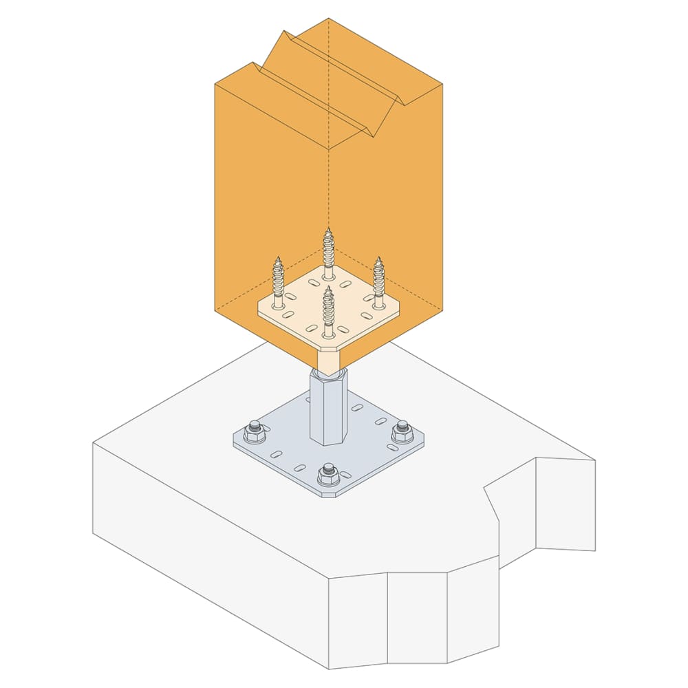 Simpson Strong Tie PPRC Adjustable Elevated Post Base for 100-200mm Posts - 100-150mm Height