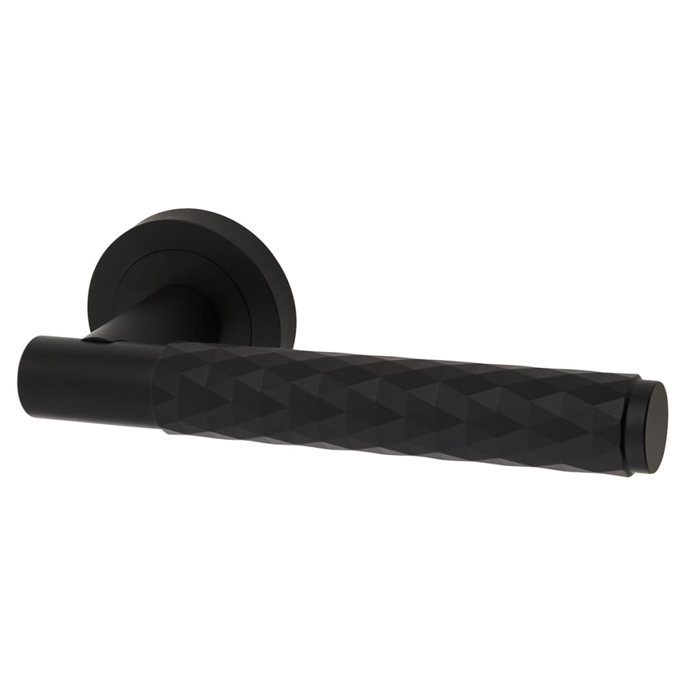 Altro Luna Diamond Door Handle on Rose - Matt Black 