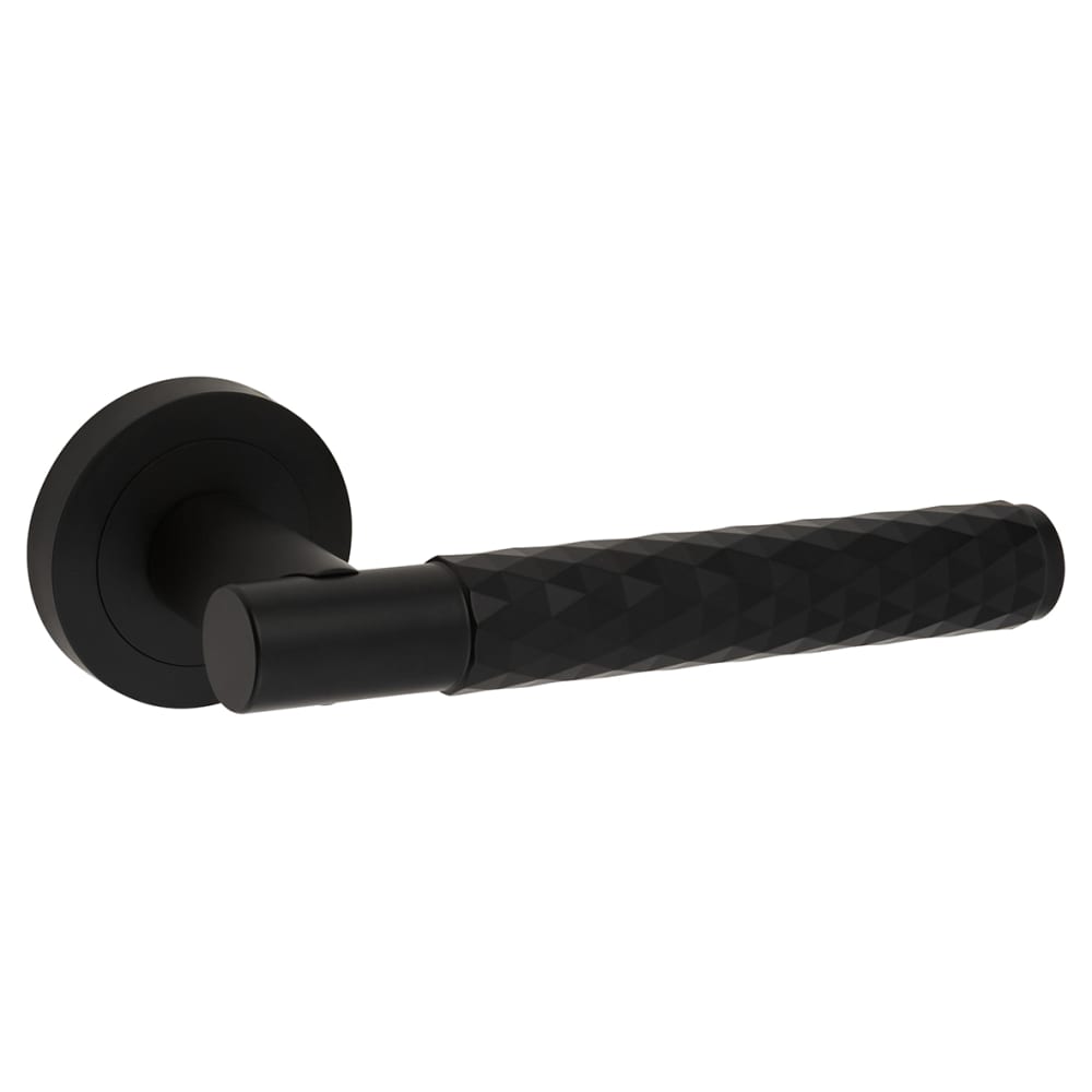 Altro Luna Diamond Door Handle on Rose - Matt Black 