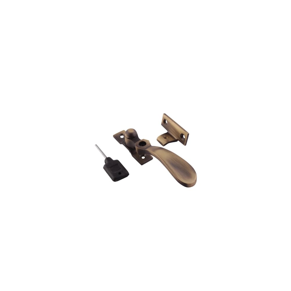 Altro Cast Victorian Locking Wedge Casement Window Fastener - Reversible - Antique Brass