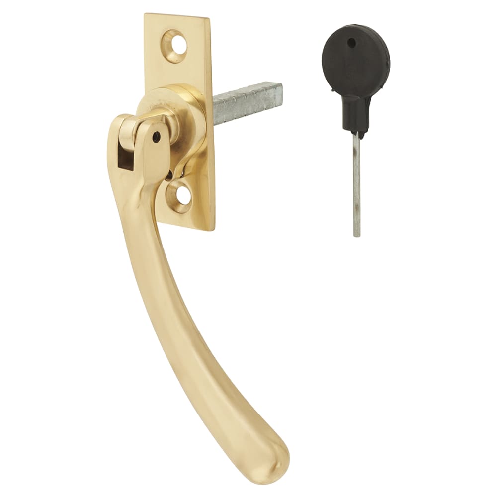 Hampstead Bulb End Locking Espagnolette Casement Window Handle - Right Hand - Polished Brass