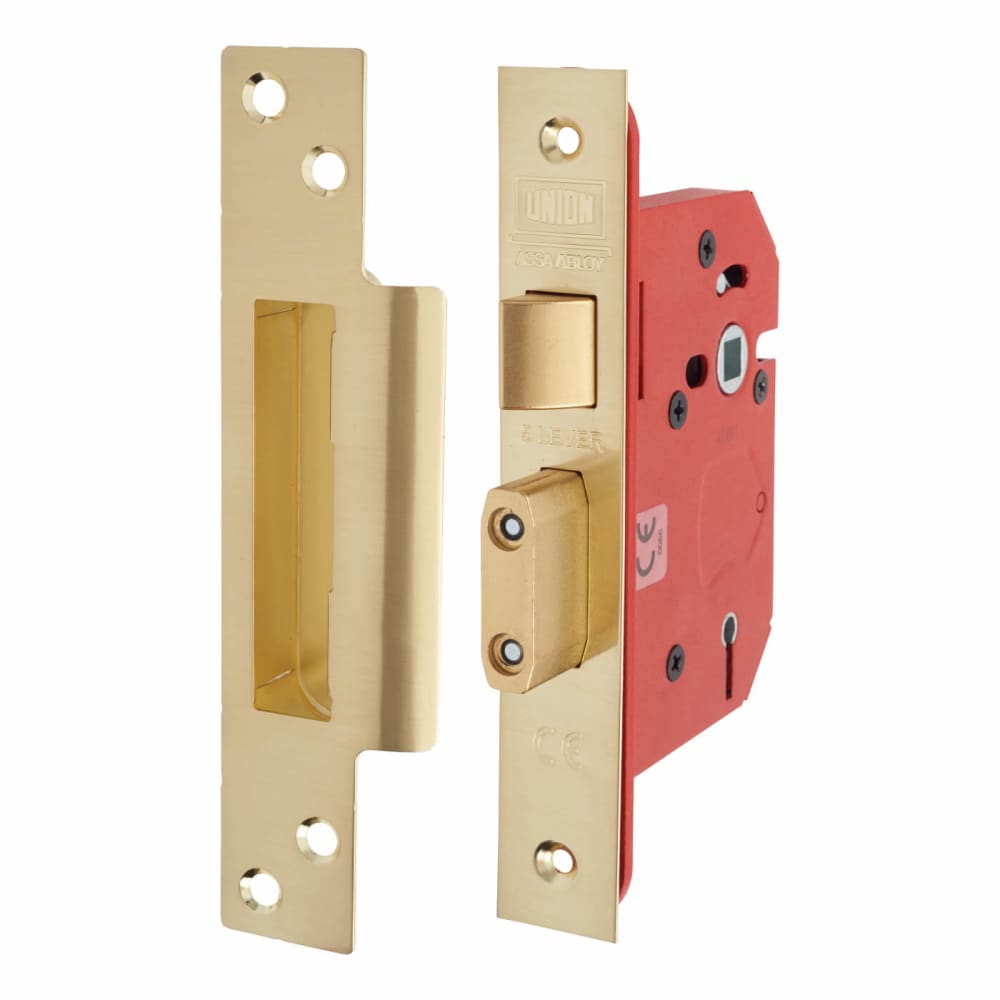 UNION 2205S StrongBOLT 5 Lever Sashlock - 68mm Case - 45mm Backset - Polished Brass