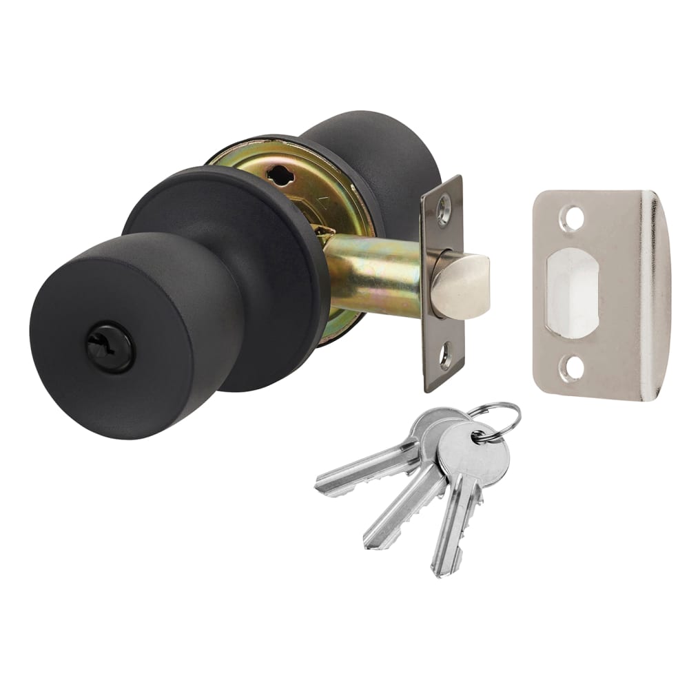 Touchpoint Hotel Mortice Door Knobset - Entrance - 60mm Rose Diameter - Matt Black
