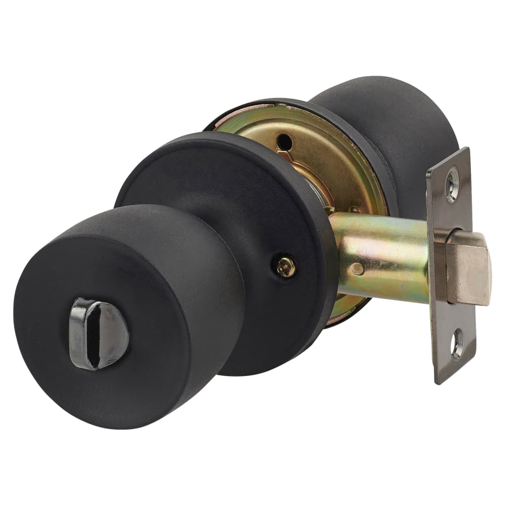 Touchpoint Hotel Mortice Door Knobset - Entrance - 60mm Rose Diameter - Matt Black