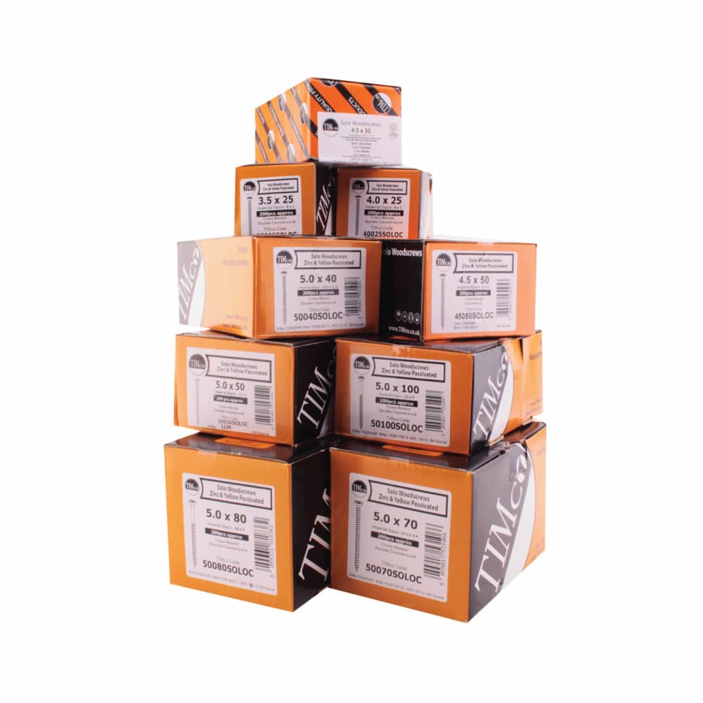 TIMCO Everyday Essentials Solo Chippy Pozi Wood Screws Trade Pack - Yellow Zinc - Pack of 3400
