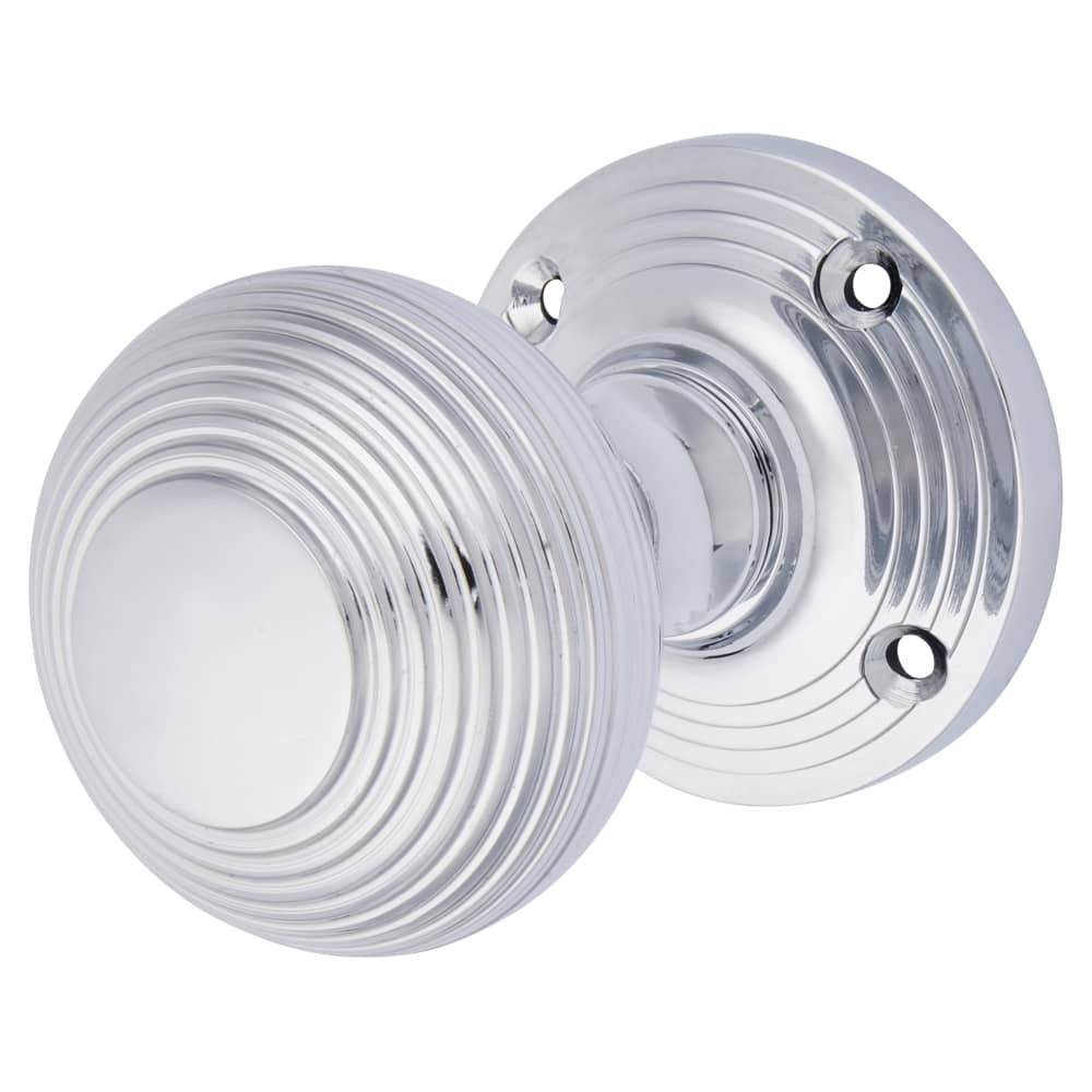 Altro Reeded Beehive Mortice Door Knob - 60mm Rose Diameter - Polished Chrome