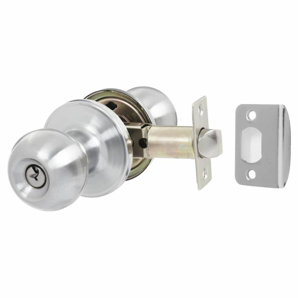 Touchpoint Bala Hotel Mortice Door Knobset - Entrance - 65mm Rose Diameter - Satin Chrome