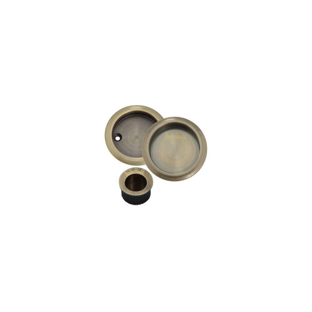 Klug Round 3 Piece Flush Handle Set - Antique Brass