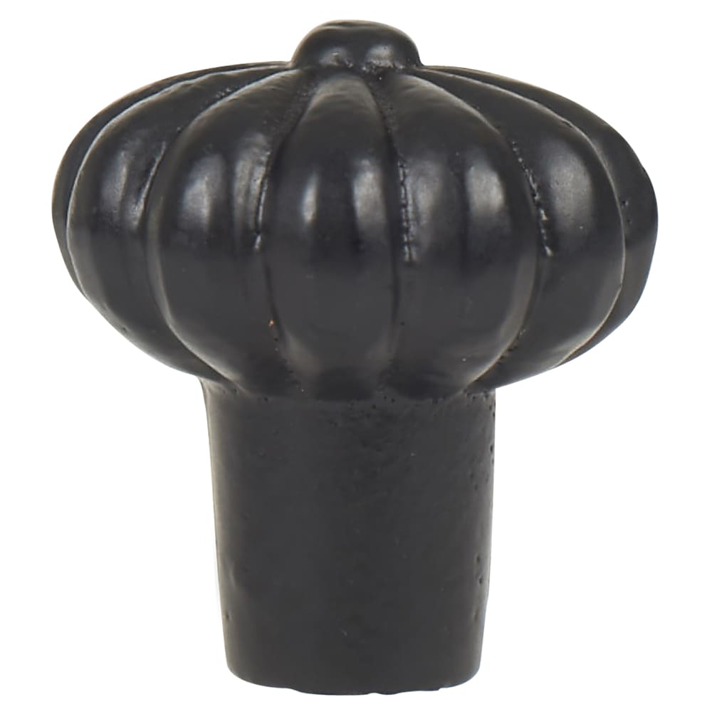 Olde Forge Flower Round Cabinet Knob - 30mm Diameter - Black Iron