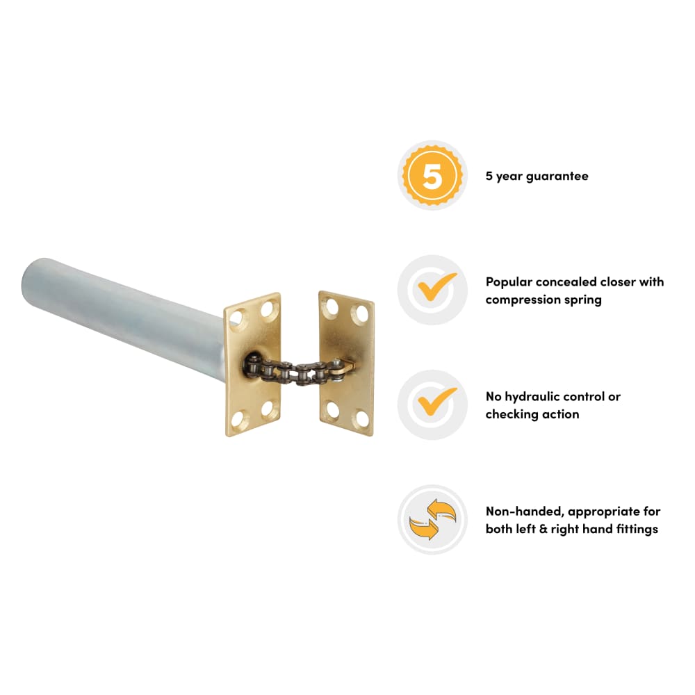 Chain Door Closer - Square Plate - Brass Plated