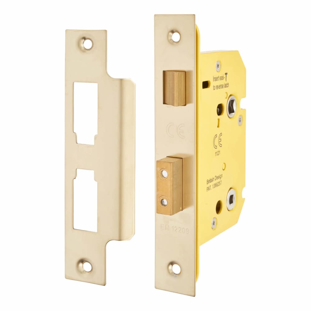 Altro Bathroom Lock - 78mm Case - 57mm Backset - PVD Brass