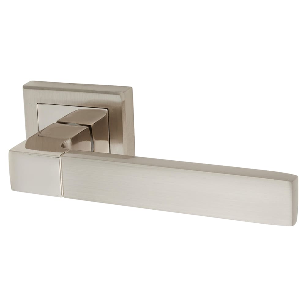 Altro Gama Door Handle on Square Rose - Polished/Satin Nickel