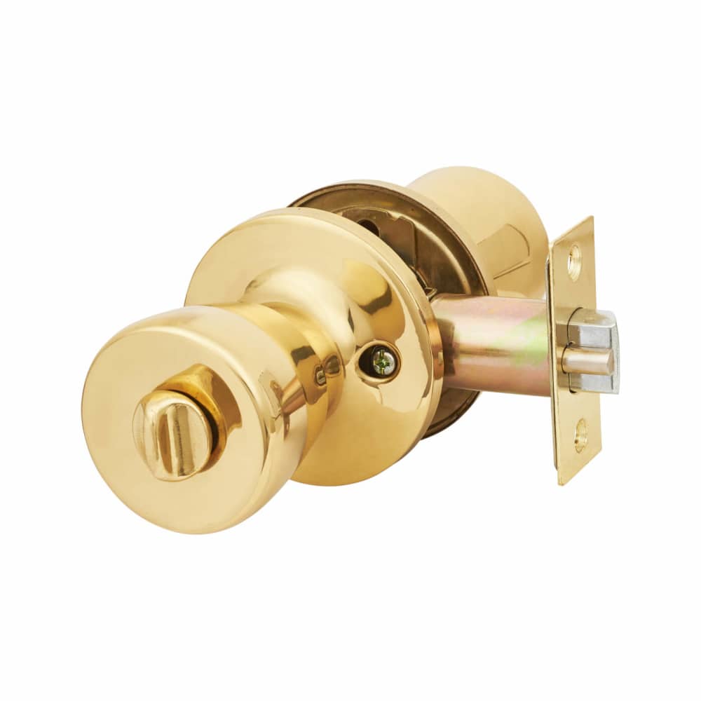 Touchpoint Hotel Mortice Door Knobset - Entrance - 65mm Rose Diameter - Polished Brass