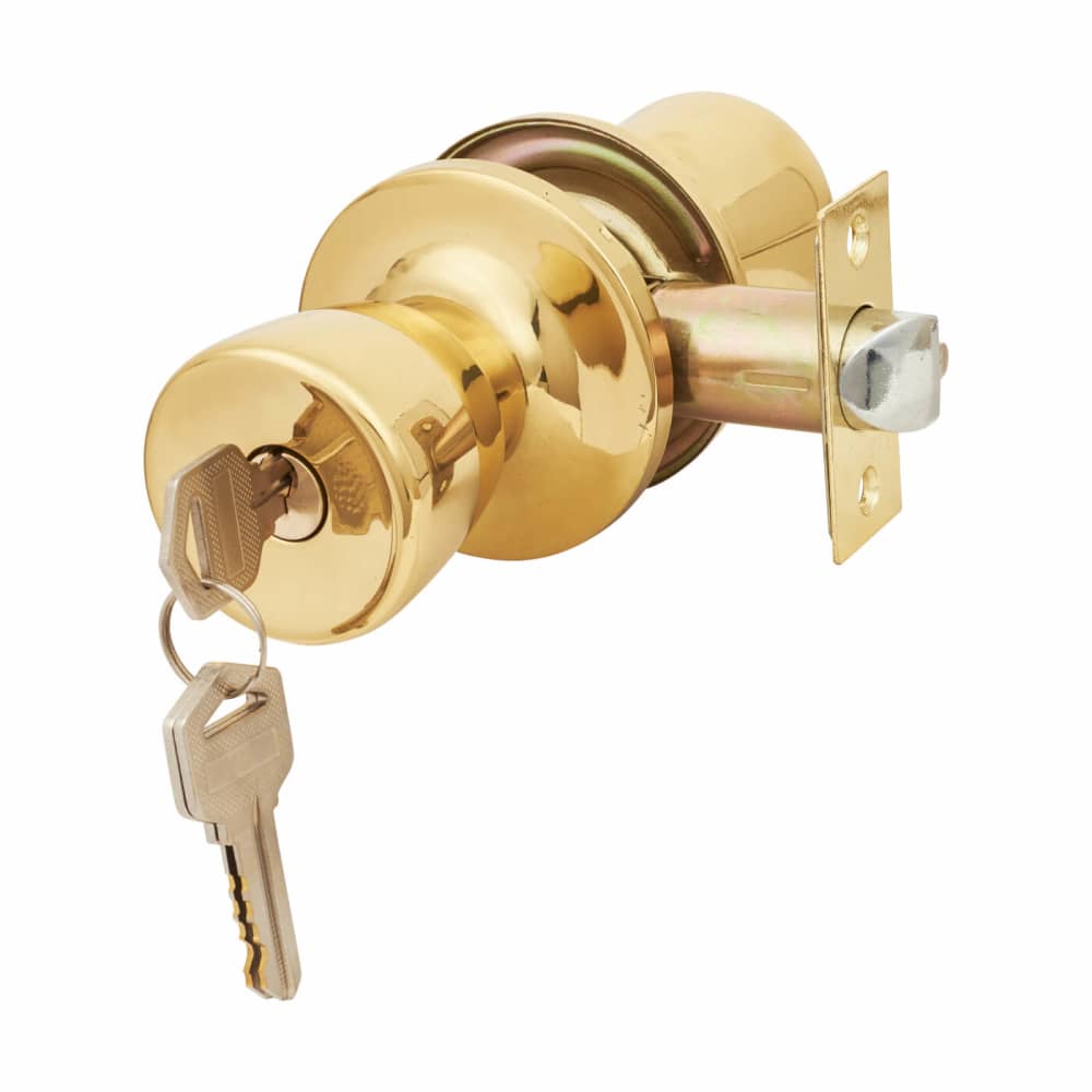 Touchpoint Hotel Mortice Door Knobset - Entrance - 65mm Rose Diameter - Polished Brass