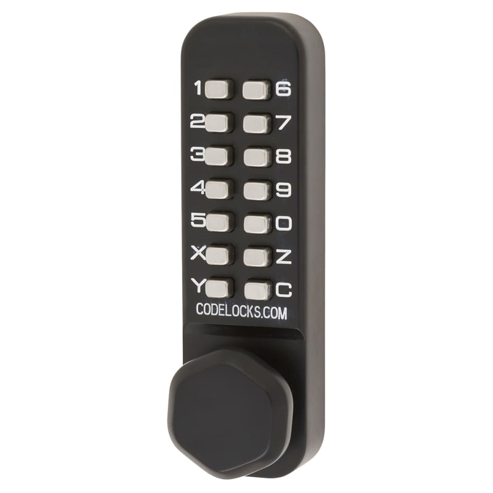 Codelocks CL255 External Marine Grade Push Button Code Lock and Latch - Holdback - Black
