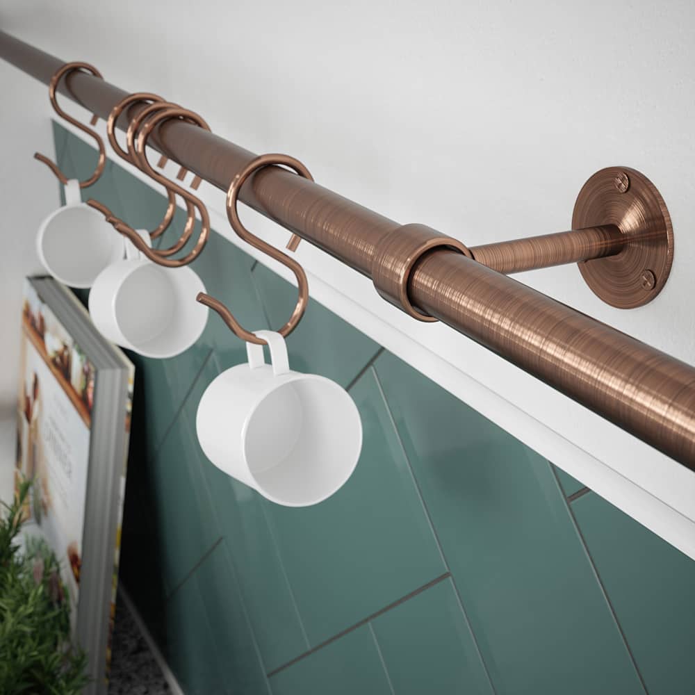 Rothley Kitchen Utensil Rail Kits - 19 x 600mm - Antique Copper