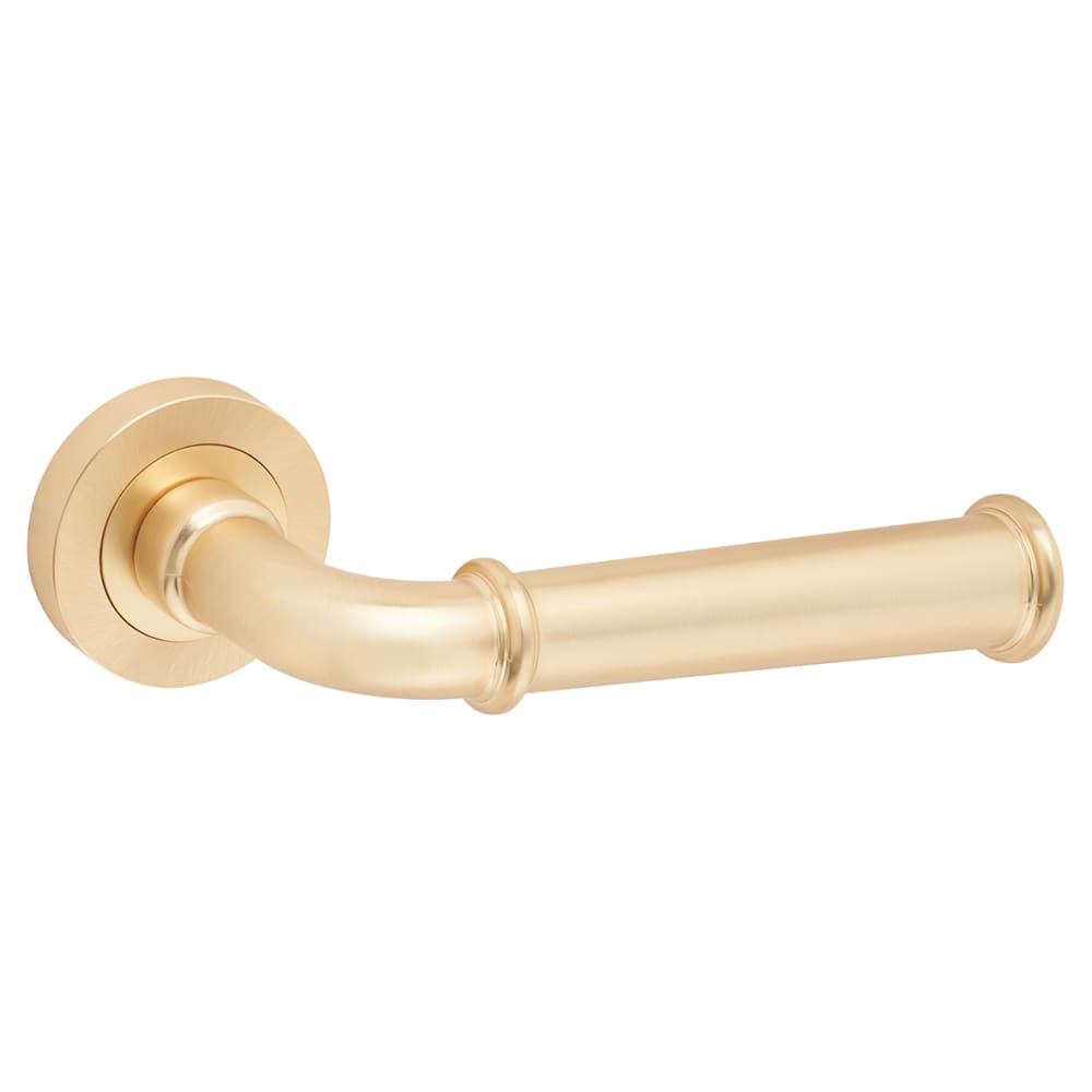 Jedo by Frelan Classic Door Handle on Rose - Satin Brass