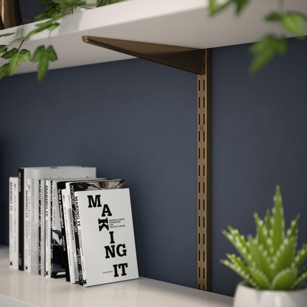 Rothley Twin Slot Shelf Bracket - 170mm Length - Antique Brass