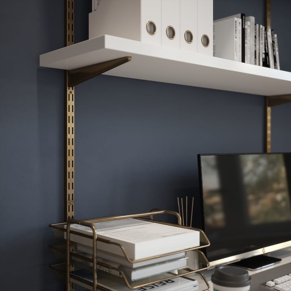 Rothley Twin Slot Shelf Bracket - 170mm Length - Antique Brass