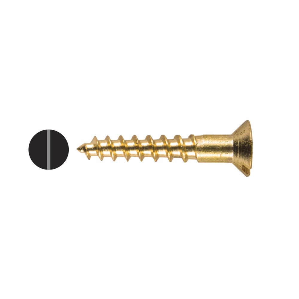 Solid Brass Screws Slotted Countersunk 1 x 8 Inch Pack 200