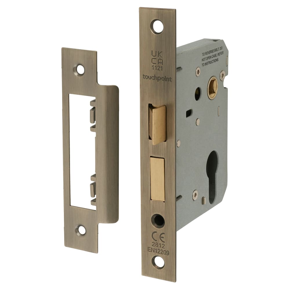 Altro Antique Brass Diamond Euro Lock Door Handles on Rose Pack - Luna ...