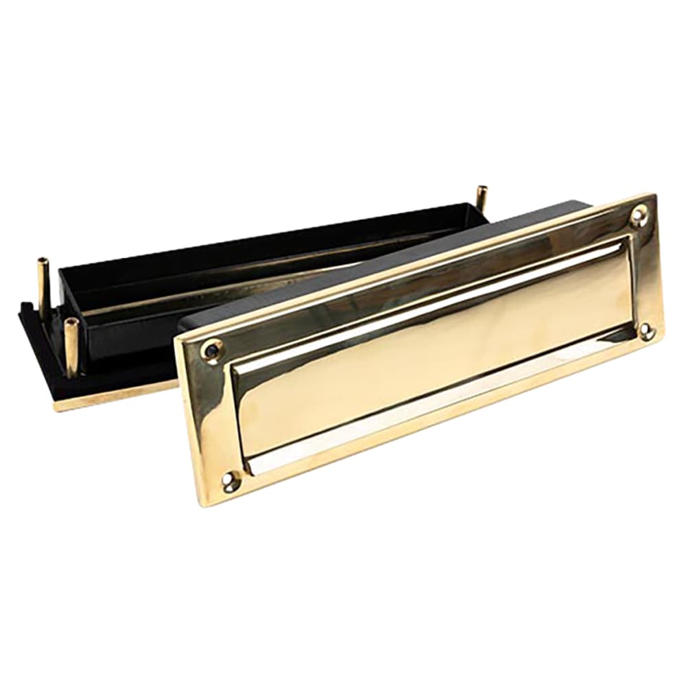 From The Anvil Traditional Letter Plate - 315 x 92mm - Door Thickness 42-72mm - Polished Brass