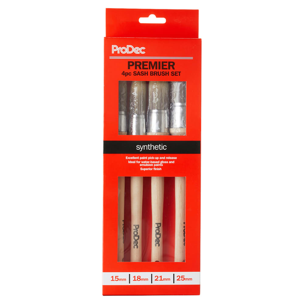ProDec Pointed Synthetic Sash Brush Set - Pack of 4