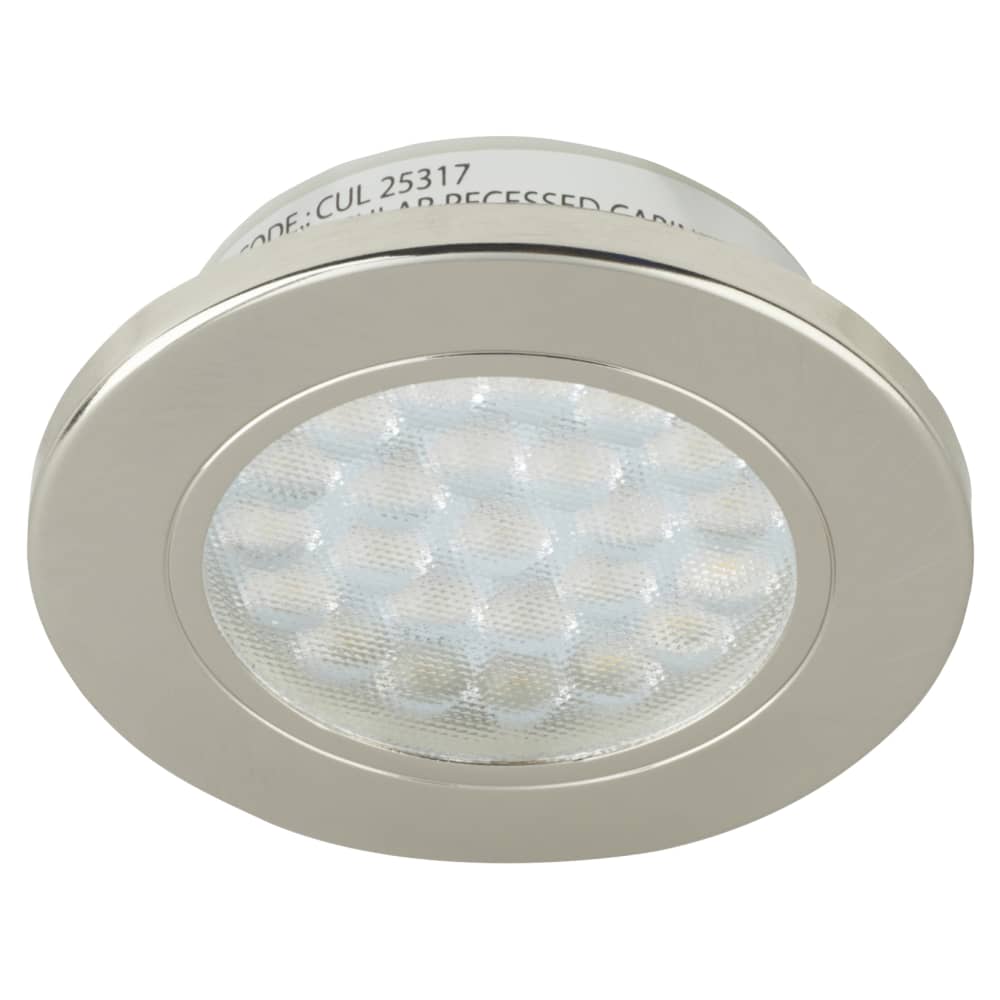 Forum Culina Pozza 1.5W LED Round Cabinet Downlight - IP44 - 3000K Warm White - Satin Nickel
