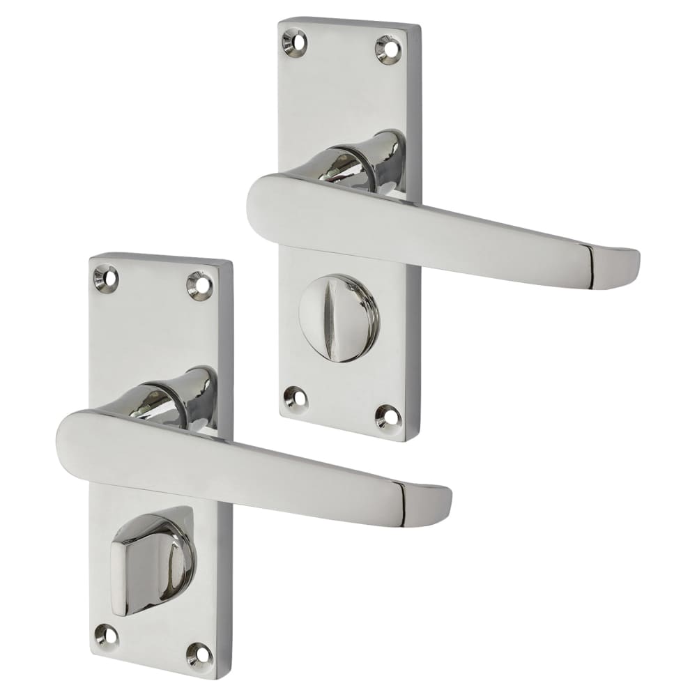 Touchpoint Budget Straight Privacy Door Handle Kit - Short Plate - Polished Chrome