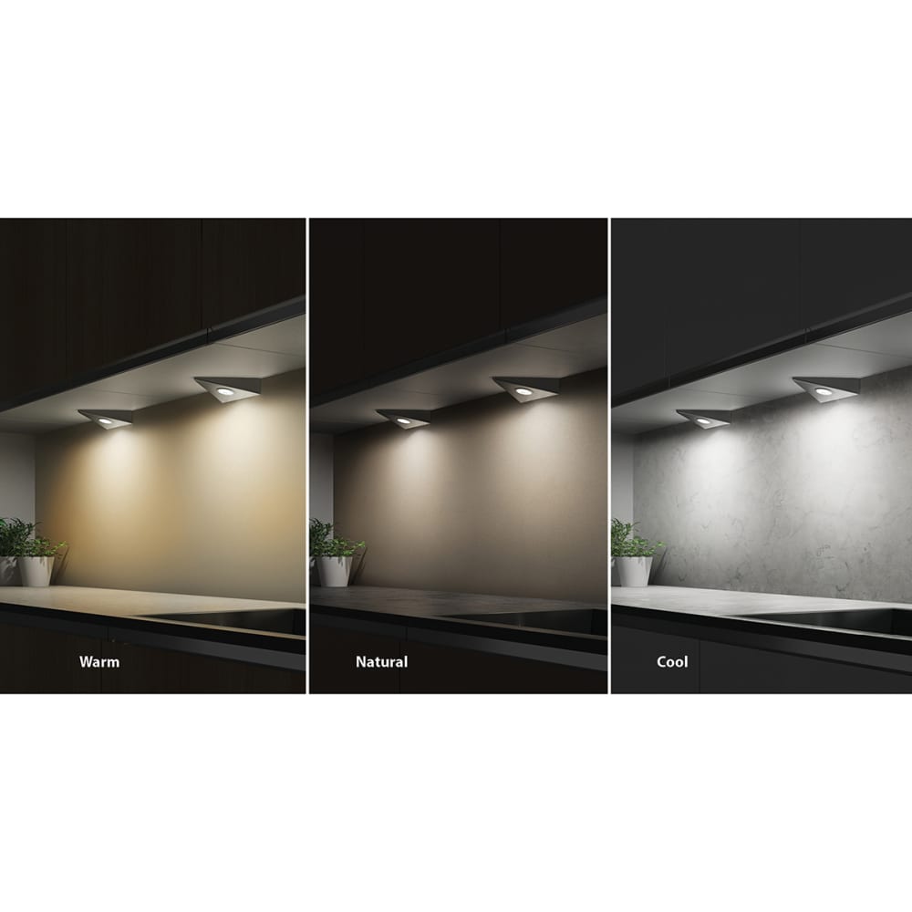 Sensio Bermuda 2W LED Triangle Cabinet Downlight - 3000K/4000K/5000K CCT - Stainless Steel