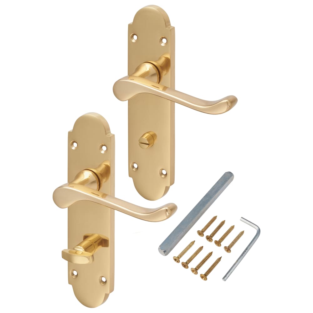 Touchpoint Victorian Summer Door Handle - Bathroom Set - Polished Brass ...