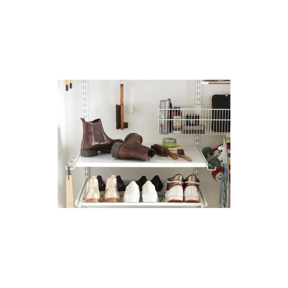 elfa Top Track System - Click In Double Mesh Gliding Shoe Rack - 450 x 96 x 430mm - White