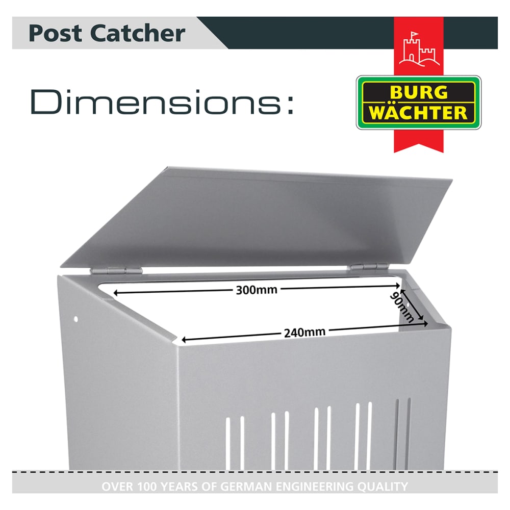 Burg Wachter Post Catcher - 345 x 300 x 140mm -Silver