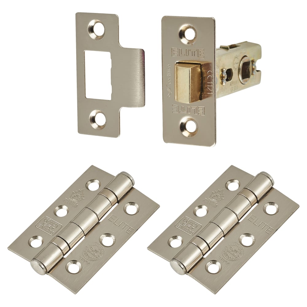 Altro Latch Pack - 76mm Case - 57mm Backset - 2 x Fire Rated Ball Bearing Hinges - Satin Nickel