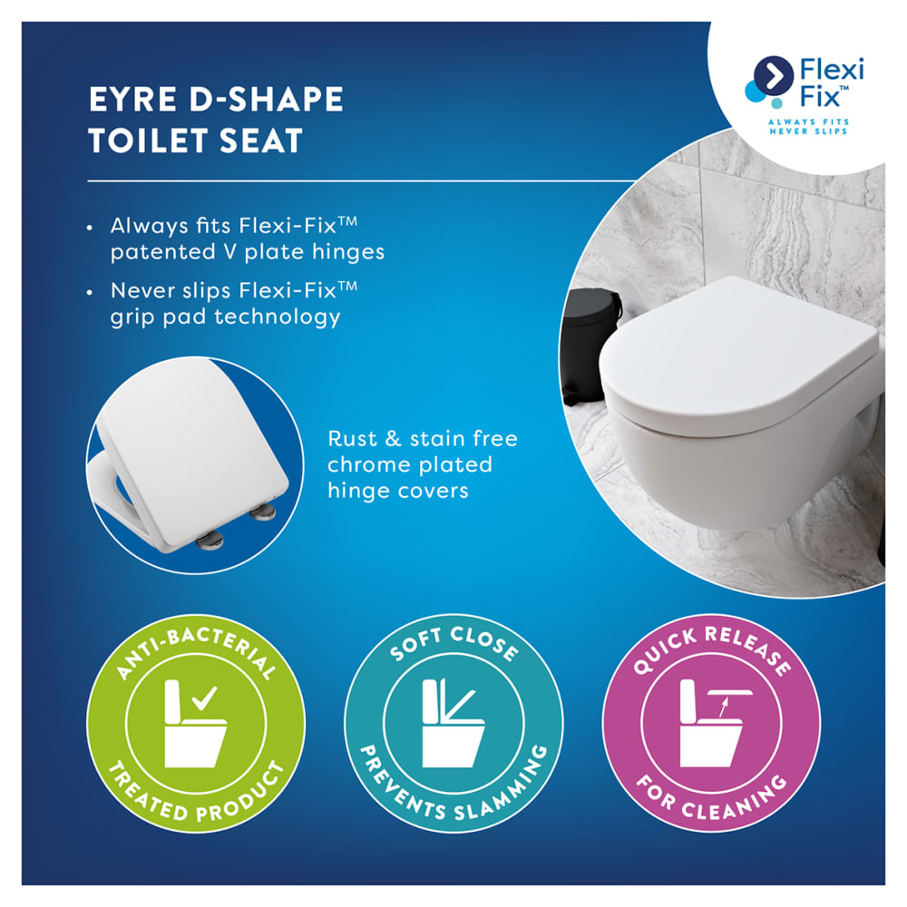 Croydex Eyre Flexi-Fix Soft Close Toilet Seat - White