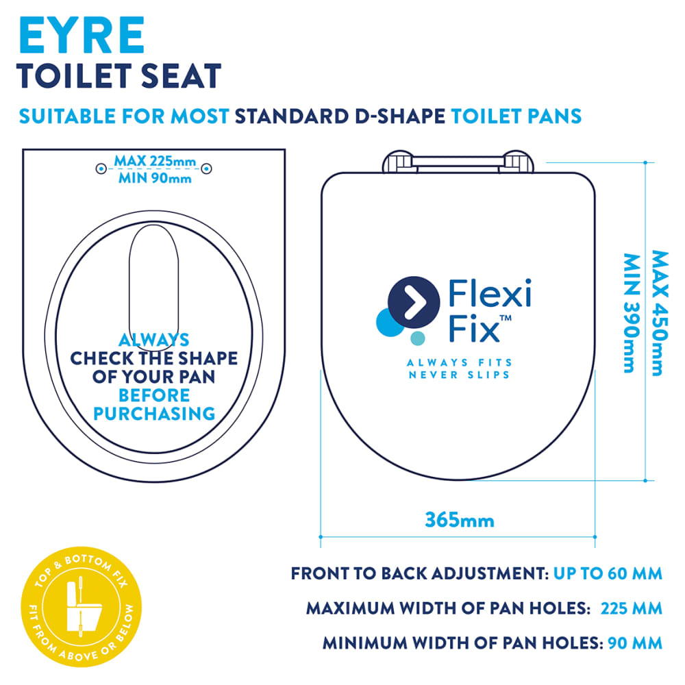 Croydex Eyre Flexi-Fix Soft Close Toilet Seat - White