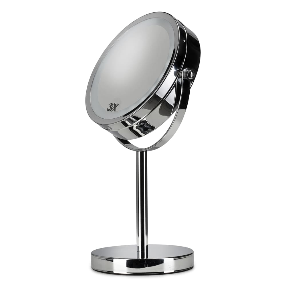 Croydex Freestanding LED 3x Magnifying Bathroom Mirror -300 x 180 x 120mm - Chrome