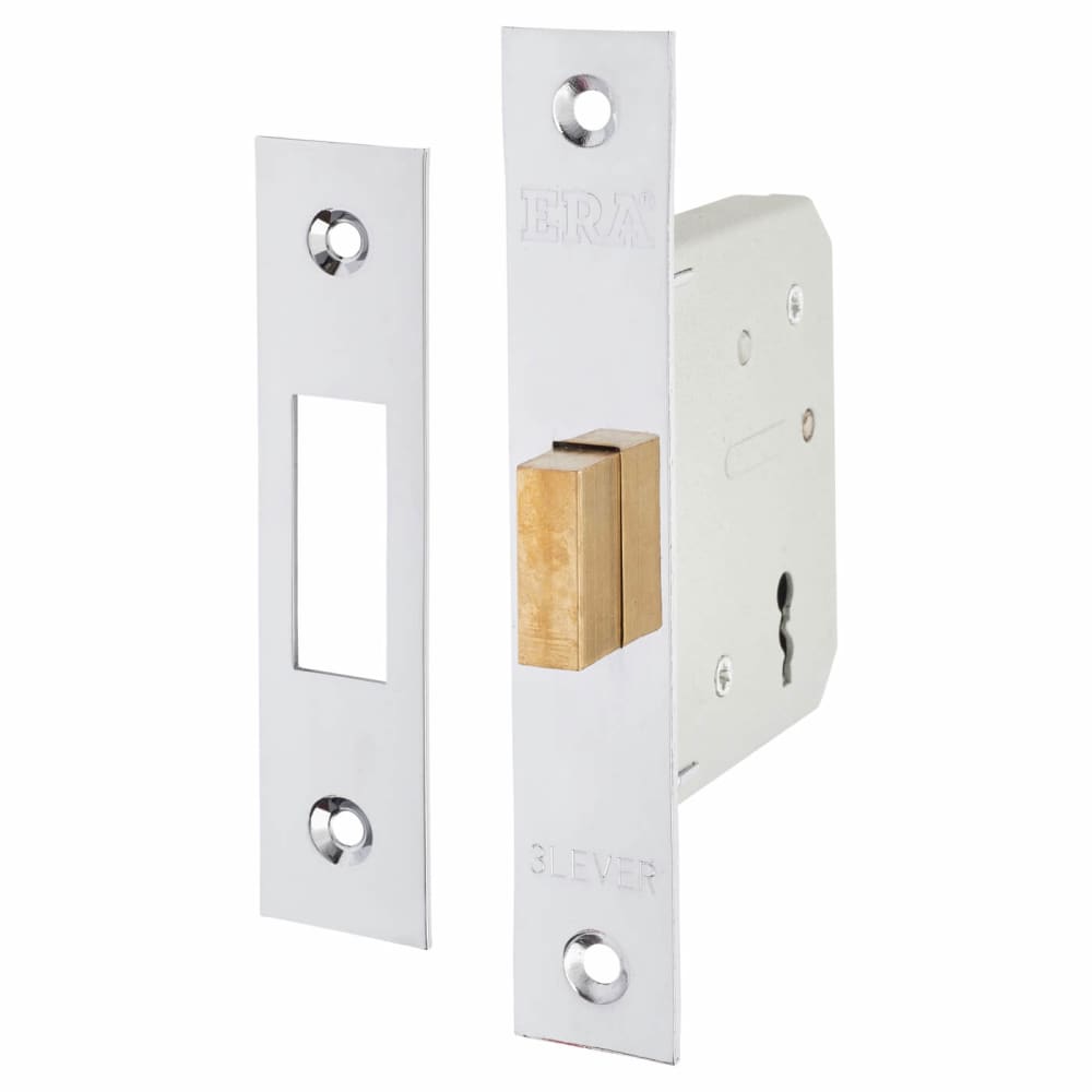 ERA 3 Lever Deadlock - 64mm Case - 44mm Backset - Polished Chrome 