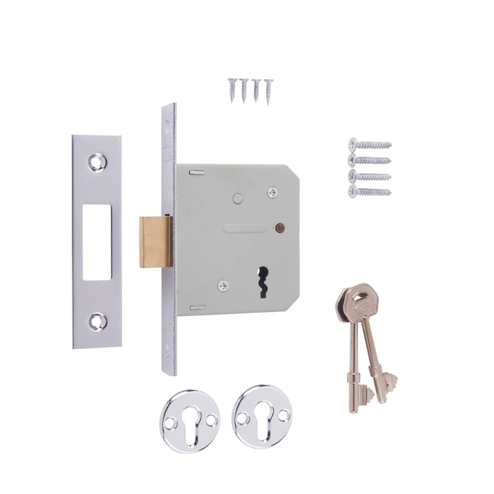 ERA 3 Lever Deadlock - 64mm Case - 44mm Backset - Polished Chrome 