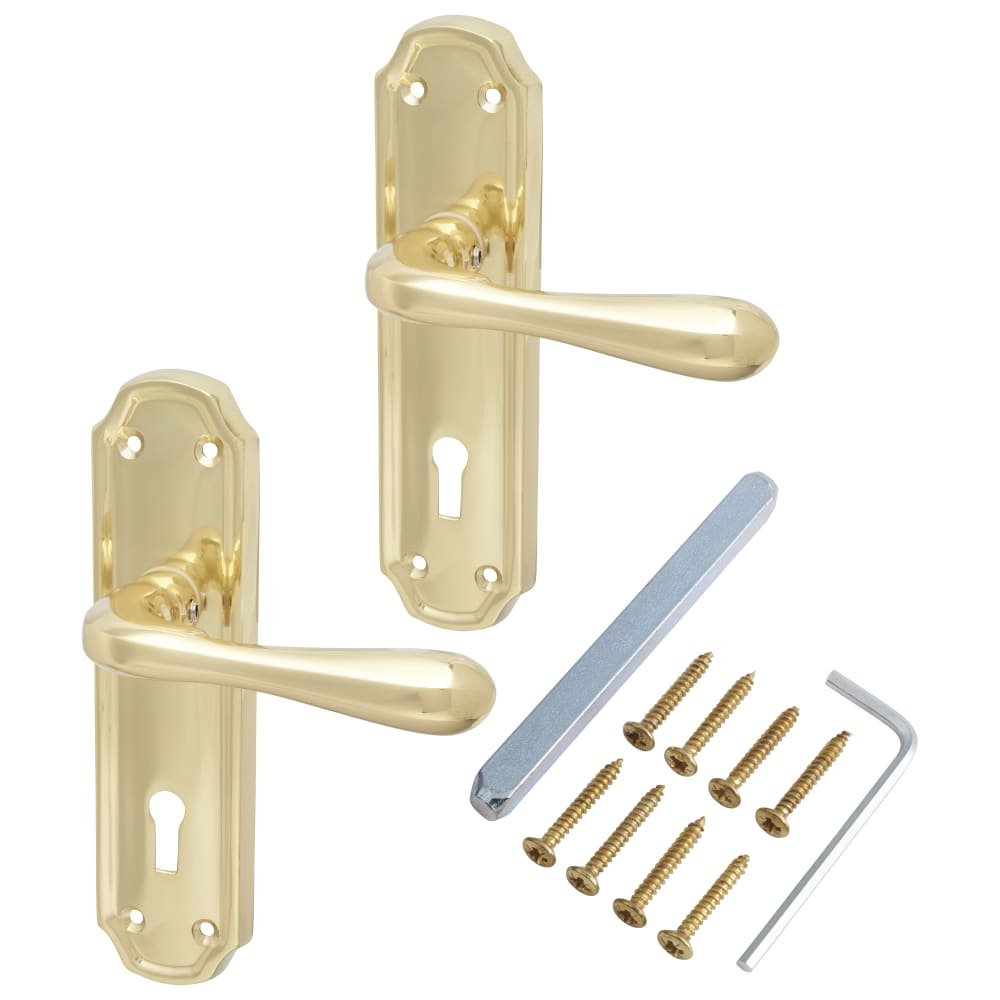 Hampstead Genoa Lock Door Handle - Keyhole - 168 x 45mm - Polished Brass