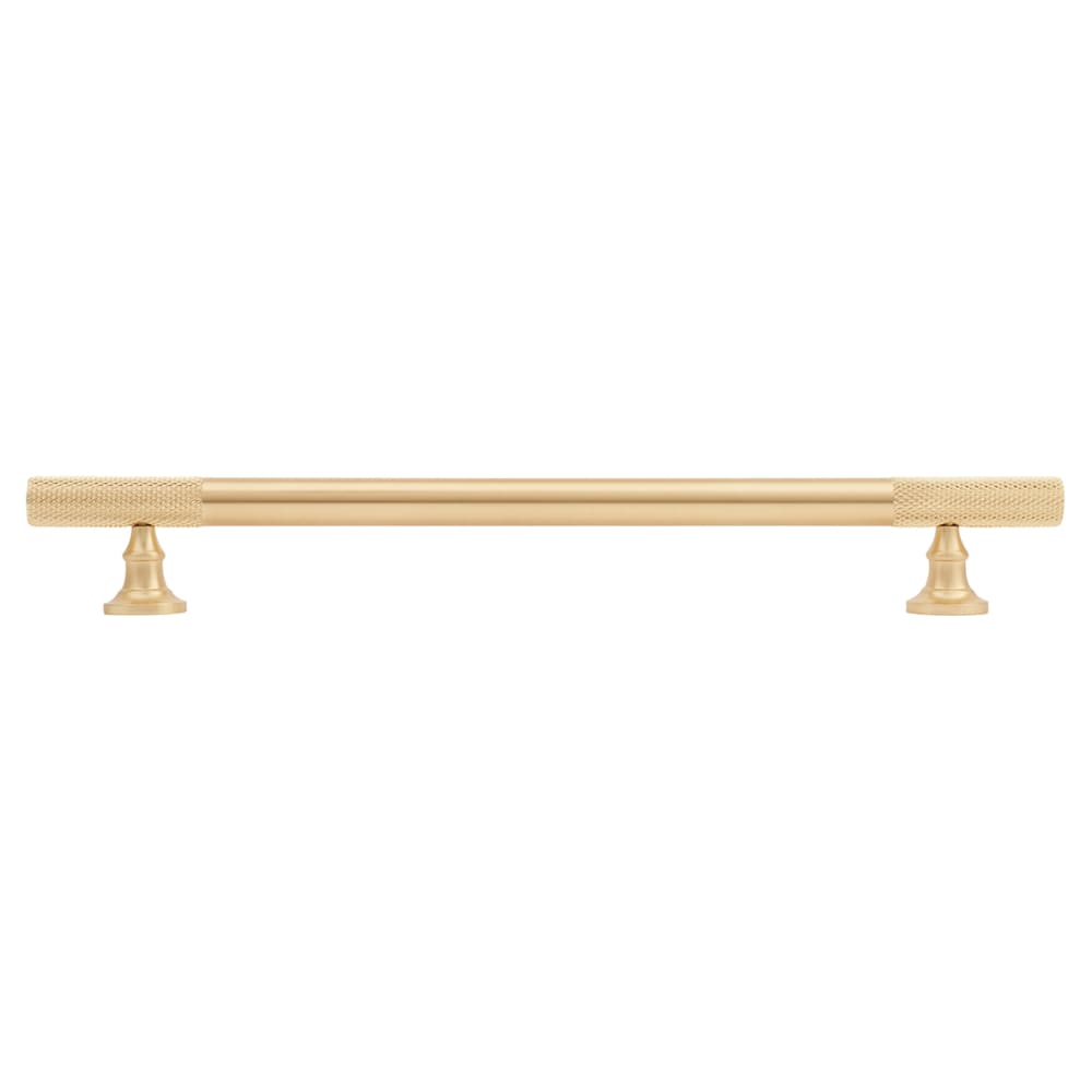 Altro York 12mm Partially Knurled T-Bar Cabinet Pull Handle - 192mm Centres - Satin Brass