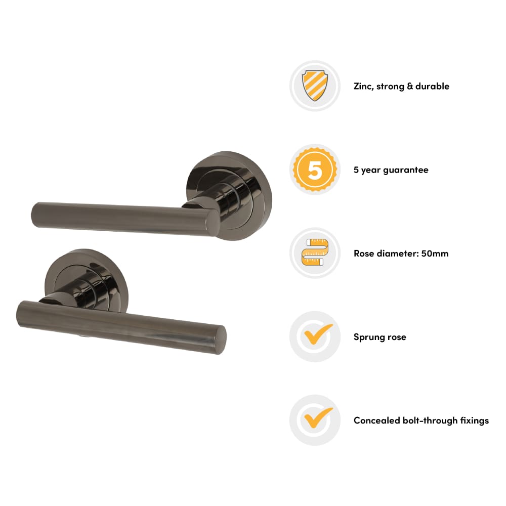 Altro Bella Door Handle on Rose - Black Nickel