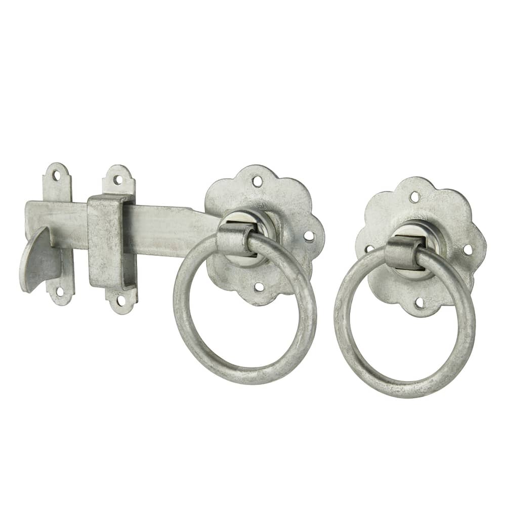 Medium Duty Cranked Hook & Band Gate Hinge Kit with Ring Gate Latch - 600mm - Galvanised