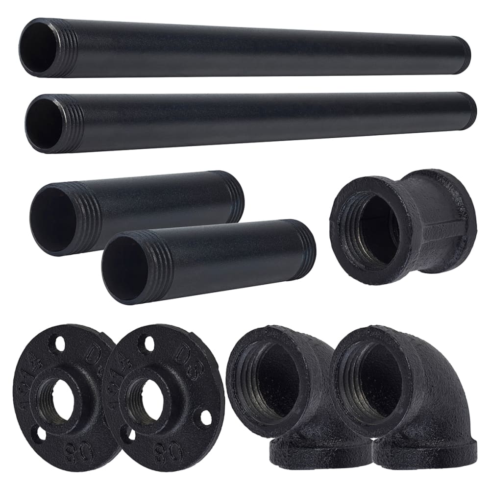 Altro 1/2" Long Pipe Round Towel Rail Kit - Black