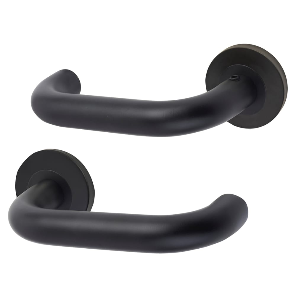 Altro 19mm Return to Door Handle on Rose - Matt Black 