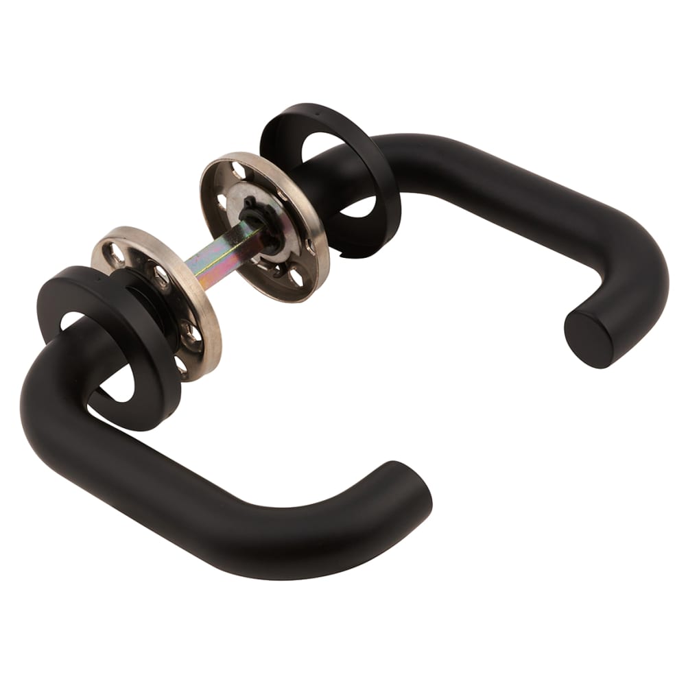 Altro 19mm Return to Door Handle on Rose - Matt Black 