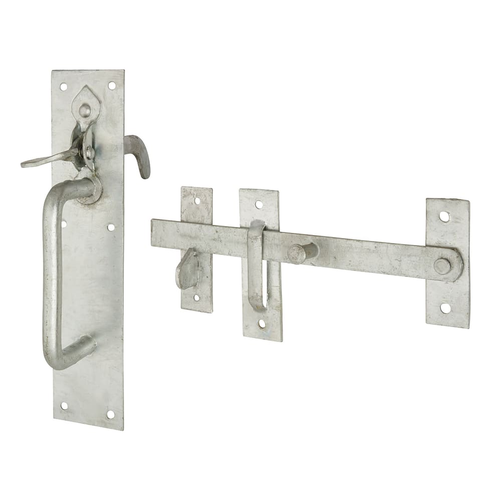Reversible Gate Hinge Kit with Suffolk Gate Latch 450mm Galvanised IronmongeryDirect